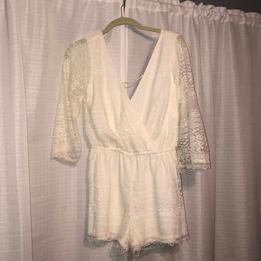 Crochet Cream Romper